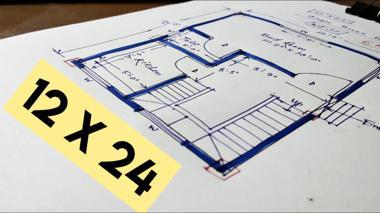 12 x 24 HOUSE DESIGN II SMALL HOUSE PLAN II 12*24 GHA KA NAKSHA II 288 SQFT HOUSE PLAN