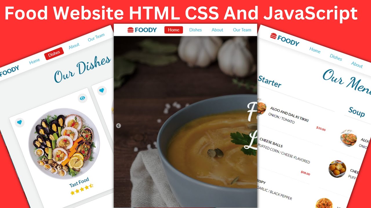 Complete Responsive Food Restaurant Website Design Using HTML CSS JAVASCRIPT - Mobile First Design