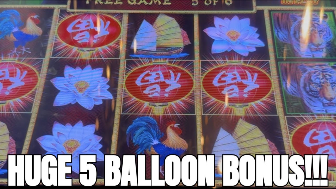 VERY RARE 5 BALLOON BONUS ON DRAGON LINK SLOT MACHINE!