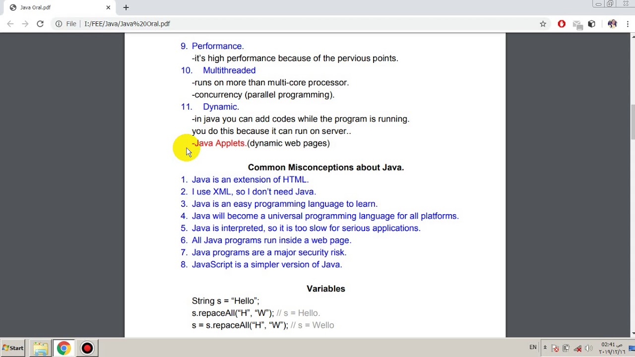 Java oral exam (Arabic)