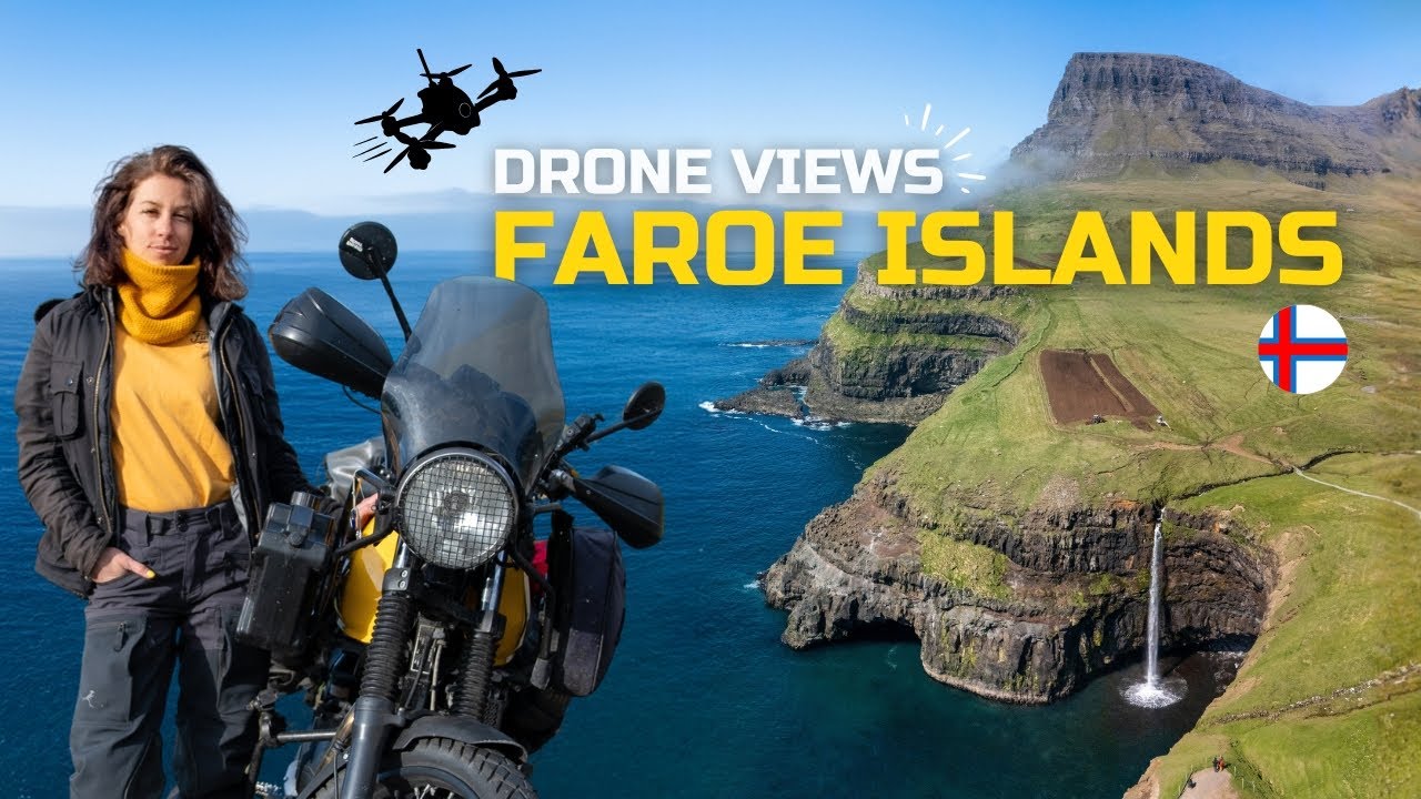 Drone Cinematic 4K | Scenic Aerial Views on a Motorcycle Ride - Faroe Islands