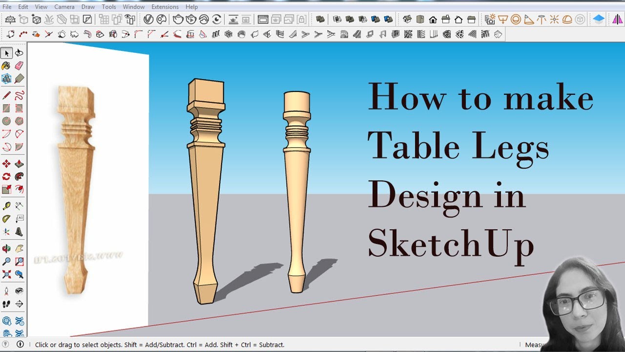 Как сделать ножки стола в Sketchup #sketchup