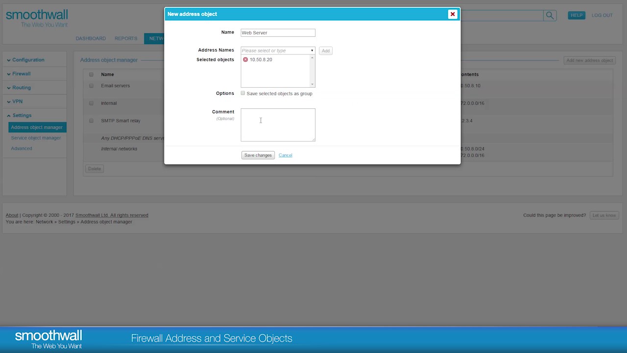 Firewall Address and Service Objects | Firewall | Smoothwall