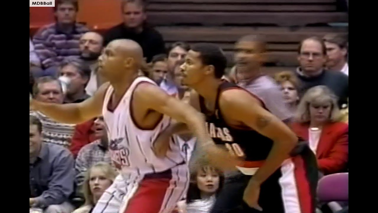 Charles Barkley Battles Rasheed Wallace! Blazers @ Rockets December 1996