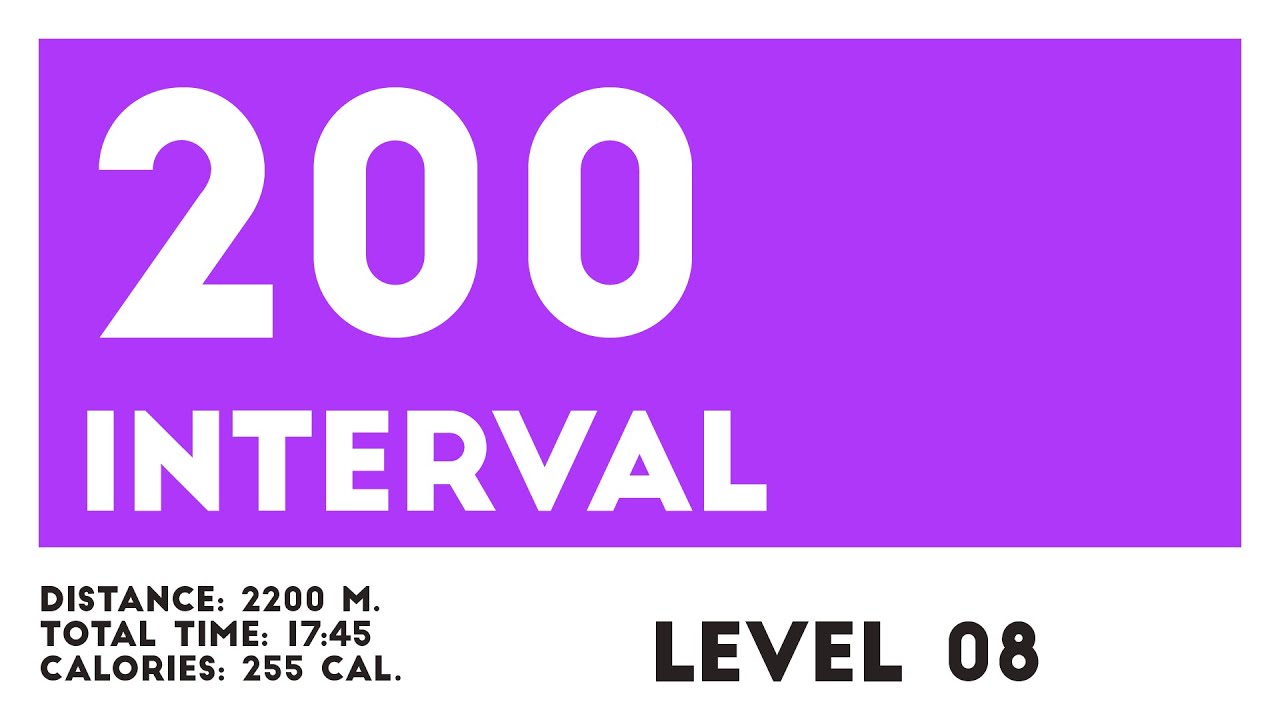 Interval run 200m - lvl 8 - 22kph