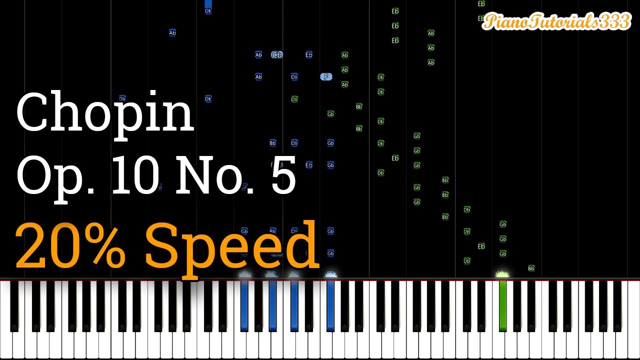 Chopin - Etude Op. 10 No. 5: Black Keys (Slow Piano Tutorial) [20% Speed]