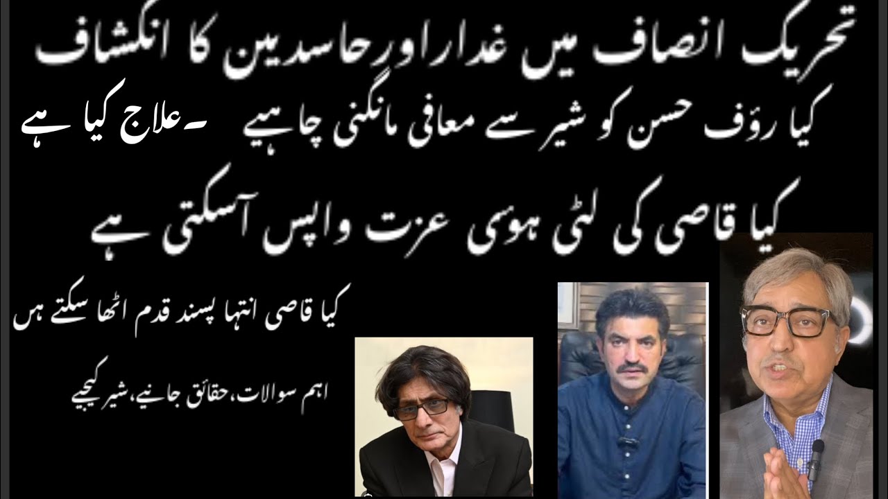 تحریک انصاف میں غدار کون اور حاسدین کون ہیں۔علاج کیا ۂے۔قاصی بدنام کیوں ہؤے