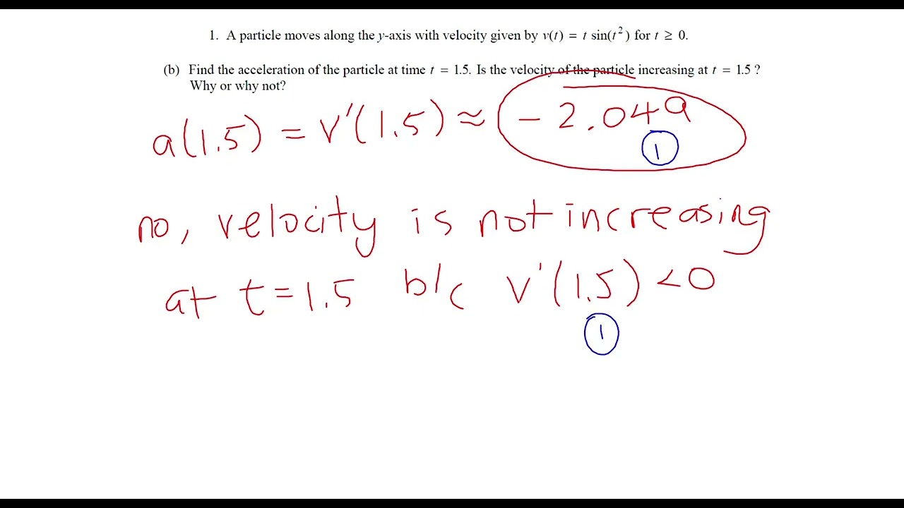 1999 AP Calculus AB FRQ #1 - Motion