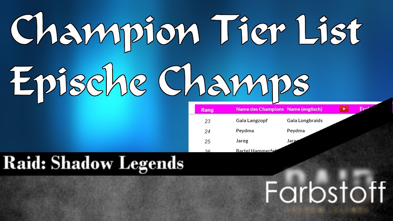 Raid: Shadow Legends - Champion Tier List - Epische Champs