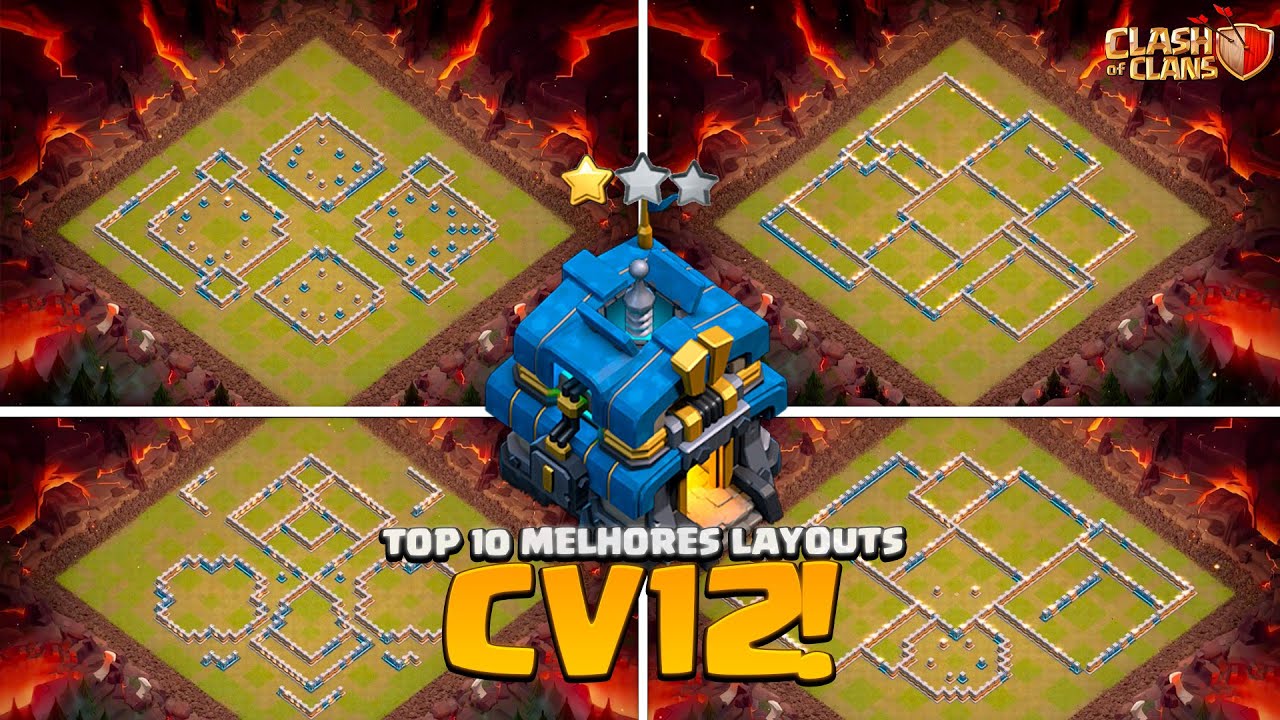 MELHORES LAYOUTS CV12 PARA FARM, PUSH E GUERRA NO CLASH OF CLANS!