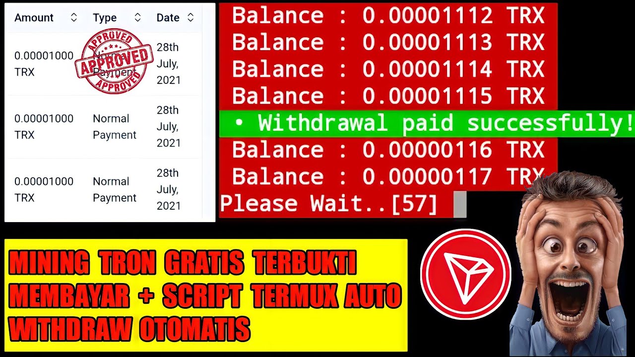 Mining Tron TRX Gratis Terbukti Membayar❗Termux Auto Withdrawal❗