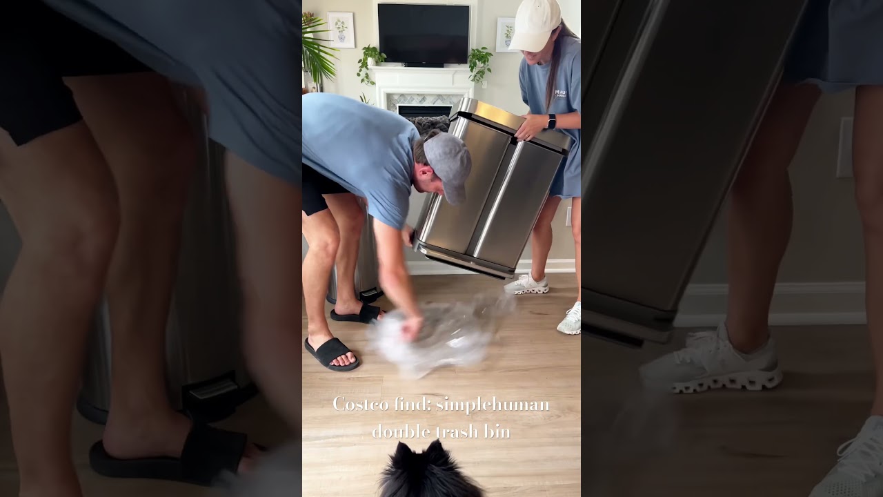 Unboxing our new double trash & recycle bin from Costco! 