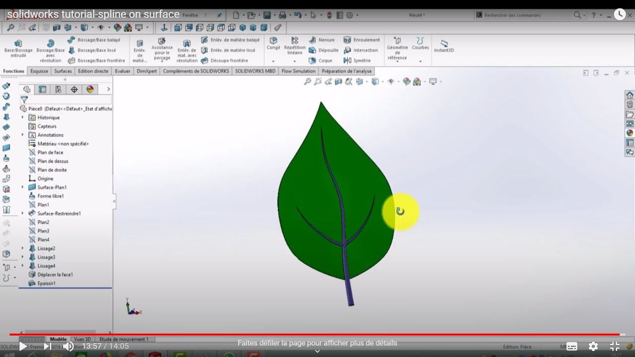 solidworks tutorial-spline on surface
