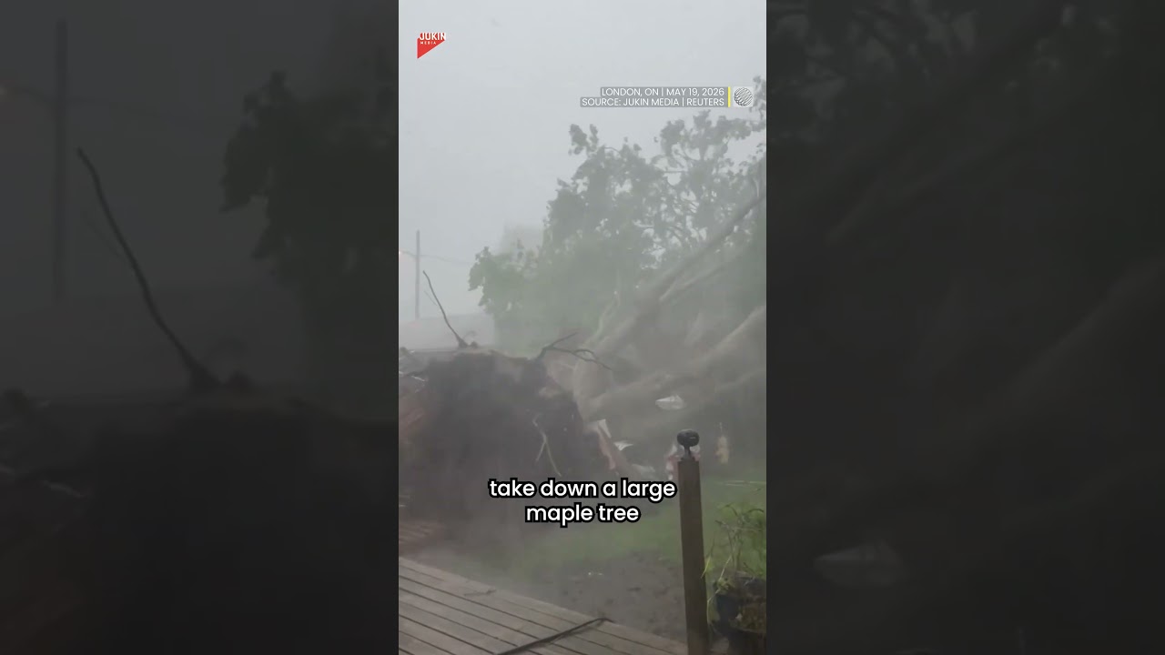 Tornadic storm trashes family's yard as they watch | #tornado