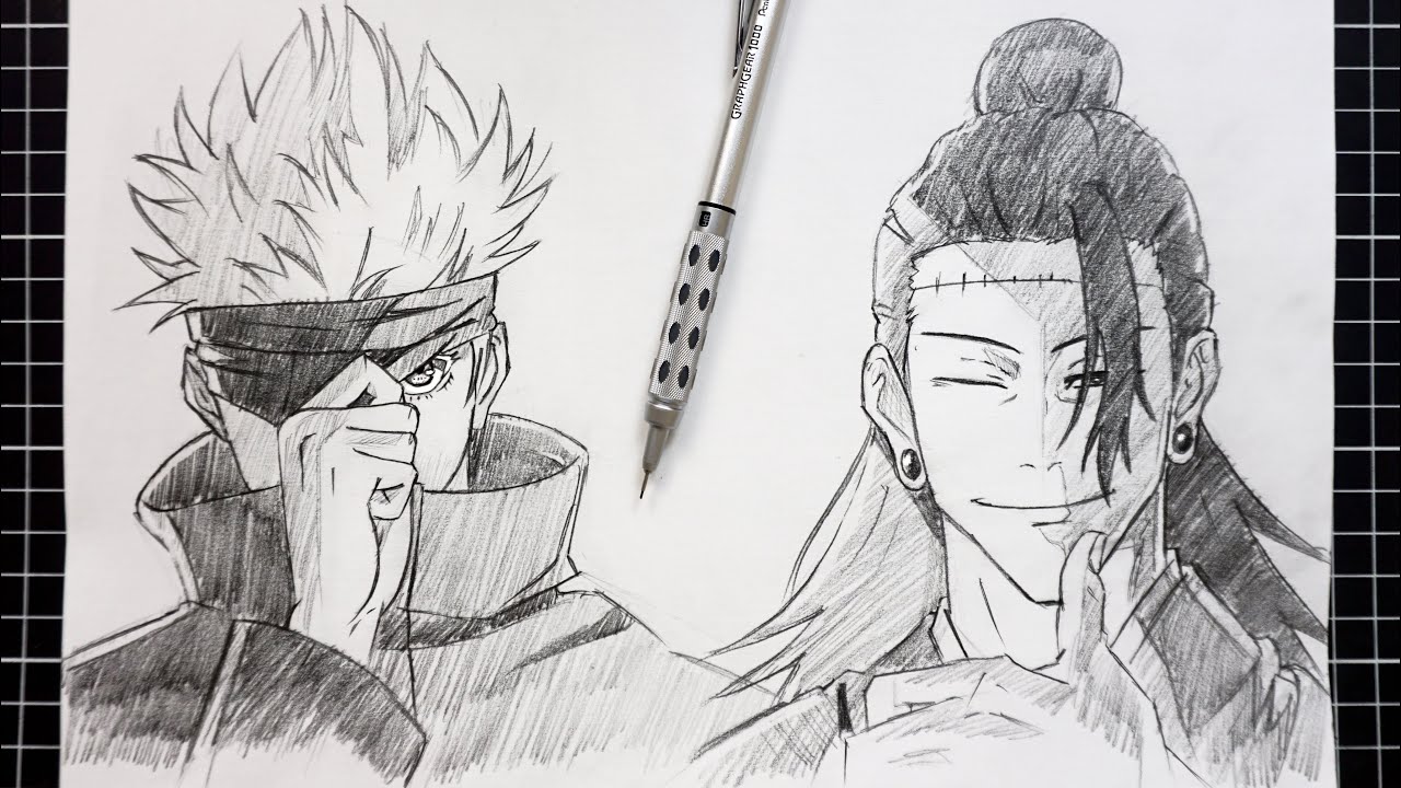 How to Draw Gojo and Geto ( One Pencil ) | No Measurements Needed! ✨Sketch Along with Me✨