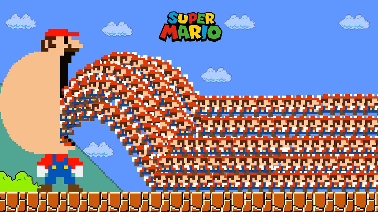 Super Mario Bros. but Mario and 999 Tiny Mario turn Peach to Giant | Game Animation