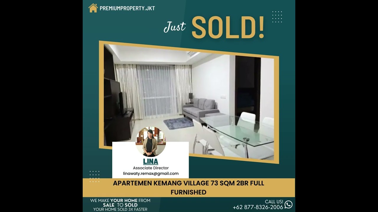 Just SOLD! This beautifull 2 bedrooms, 73sqm Full Furnished Apartment Kemang Village