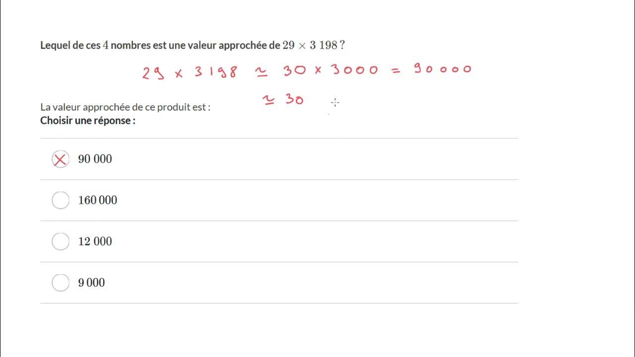 Donner une valeur approch&eacute;e d'un produit