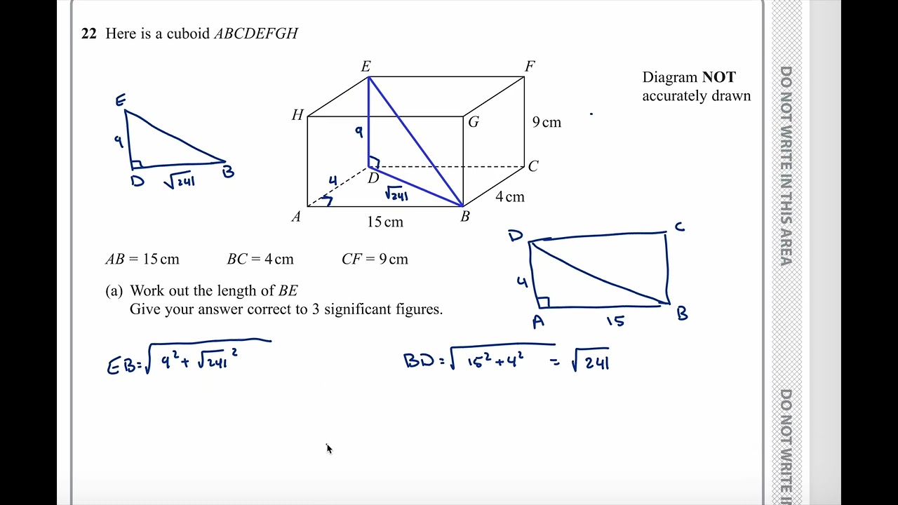 Edexcel IGCSE 4MA1/2HR Май/Июнь 2023 – Вопрос [22] | [3D ТРИГОНОМЕТРИЯ - ПАТРУБОК] Пошаговое объя...
