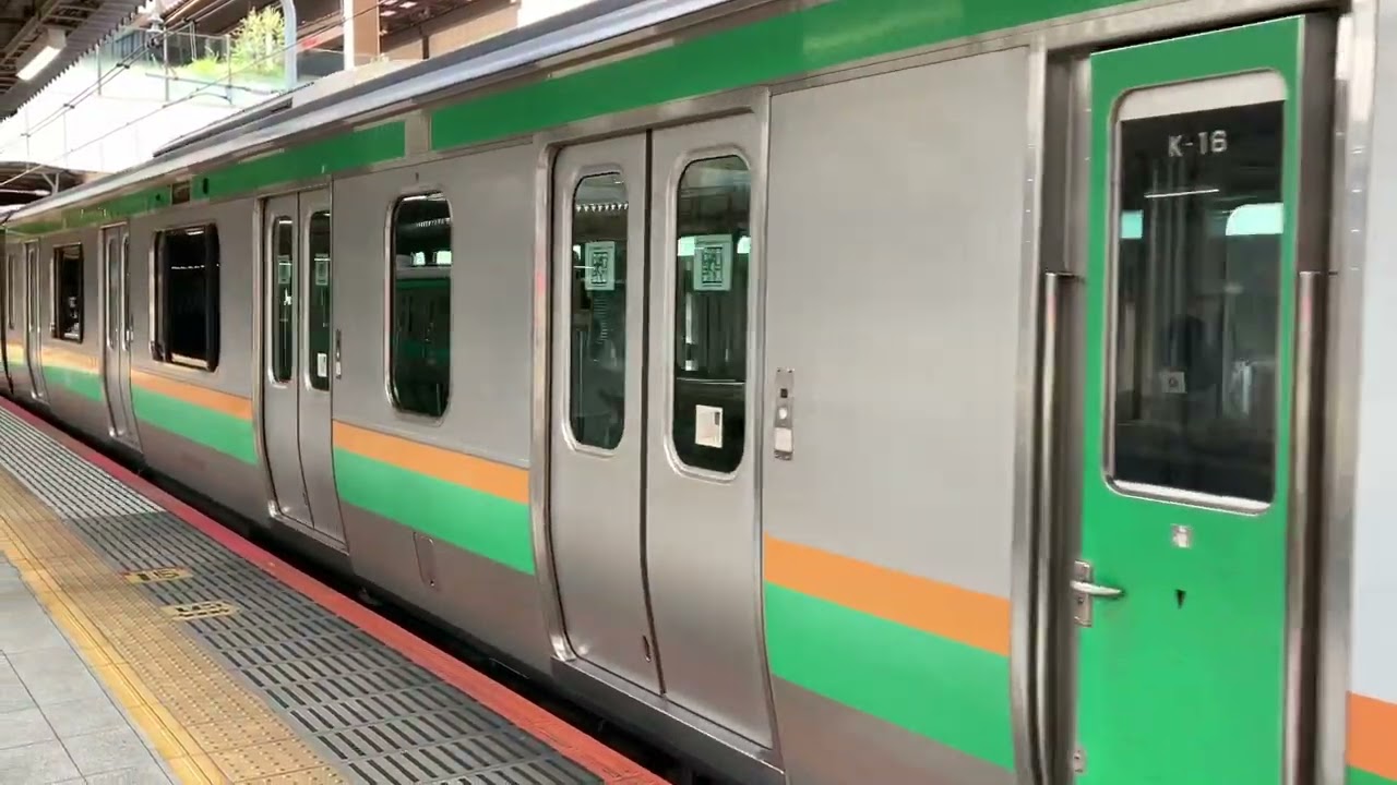 E231系1000番台(15両)湘南新宿ライン 横須賀線直通 普通 逗子行き 新宿駅 1番線発車するだけの動画