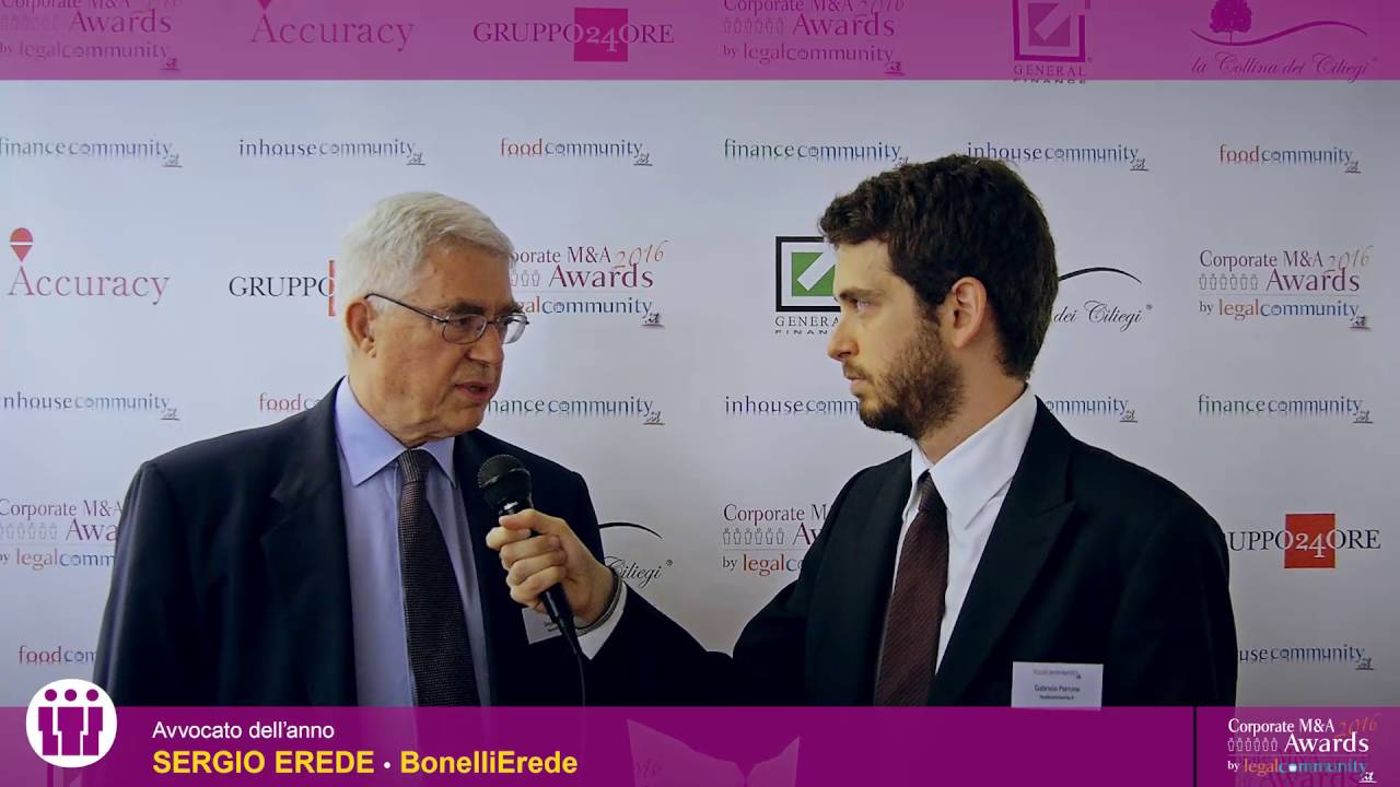 Sergio Erede - Corporate M&A Awards 2016 by legalcommunity.it