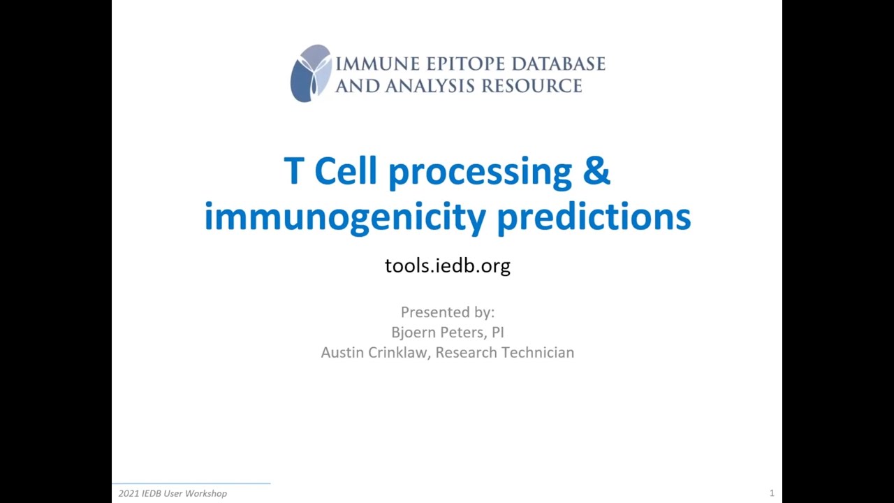 2021 User Workshop – 2.2 – T Cell Processing & Immunogenicity Predictions