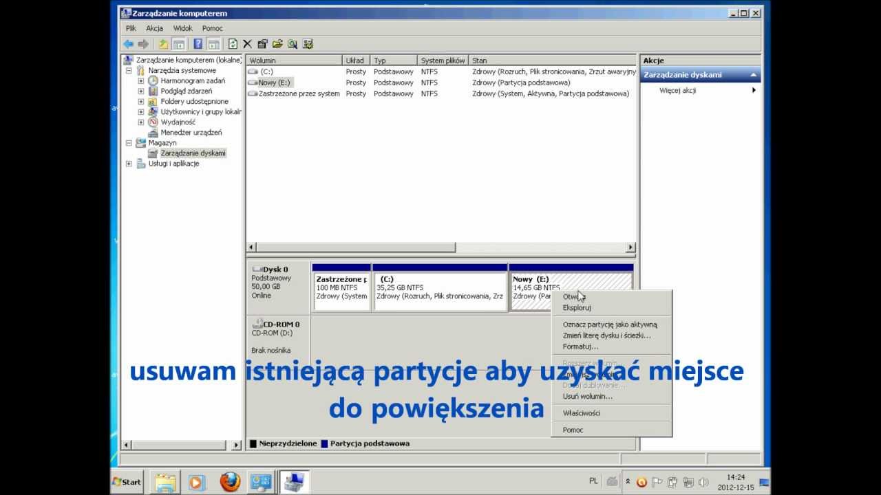 Rozszerzanie partycji w Windows 7