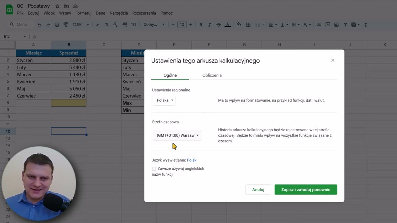 Arkusze Google - Język funkcji w Arkuszach Google | Kurs Arkusze Google 00.04