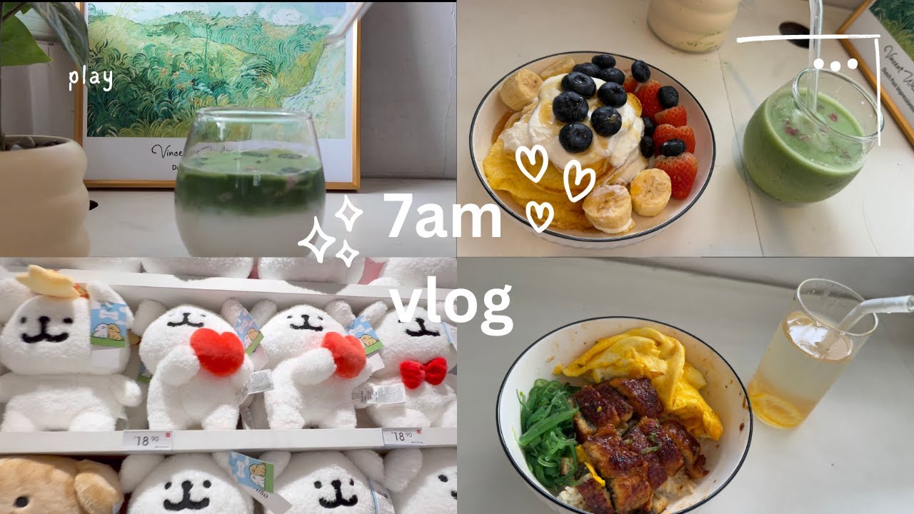 slice of life ⋆౨ৎ˚ | 7.30am vlog, morning exercise, cooking 🥞 , strawberry matcha latte 🍵 ,ramen 🍜