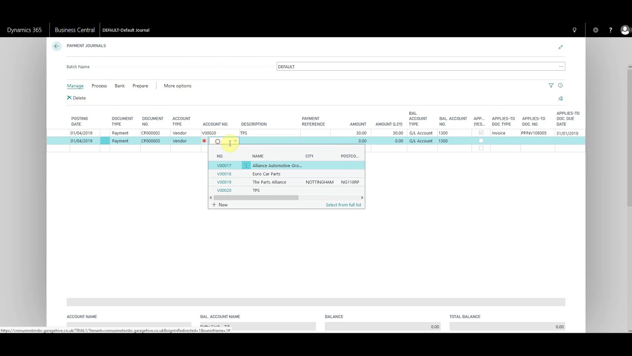 [Accountancy] How To Apply Vendor Payments in Garage Hive - Microsoft Dynamics Business Central