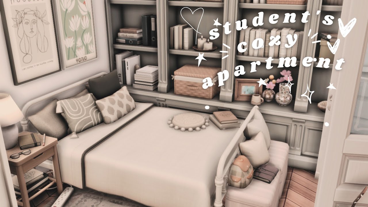 student's cozy apartment ♡ | The Sims 4 apartment renovation | speed build | cc