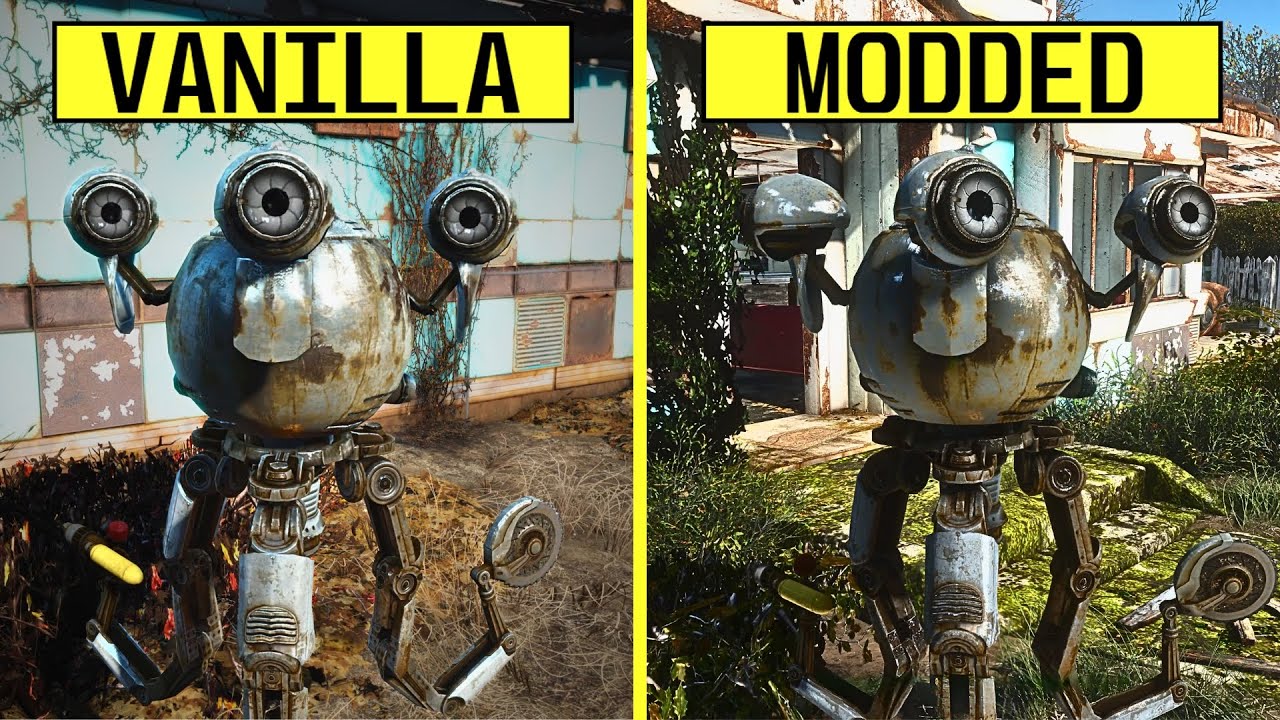 Fallout 4 Vanilla vs 120 Graphics Mod List PC RTX 4080 4K Ultra Graphics Comparison