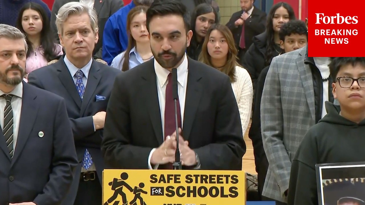 NYC Mayor Zohran Mamdani Holds Press Briefing To Promote Law Reducing Speed Limits In School Zones