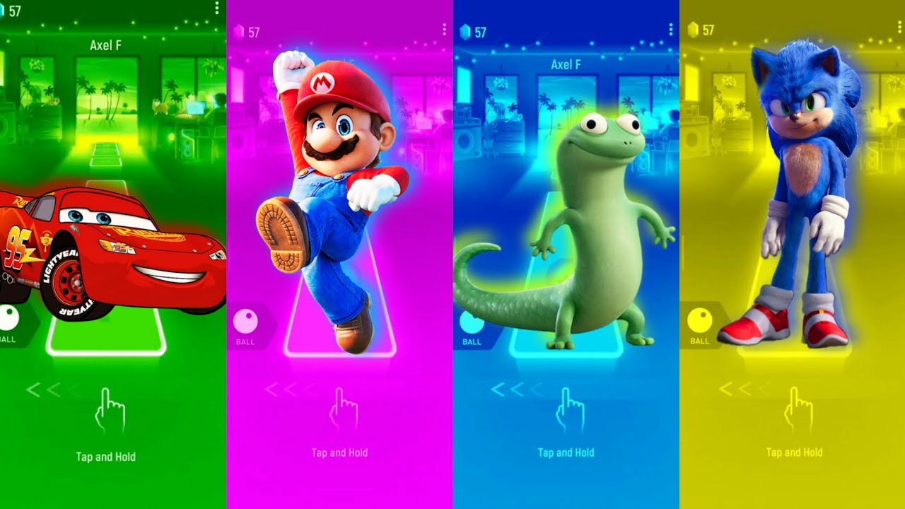 McQueen 🆚 Mario 🆚 Tom Lizard 🦎 🆚 Sonic 🪩 Tiles Hop Edm Rush 