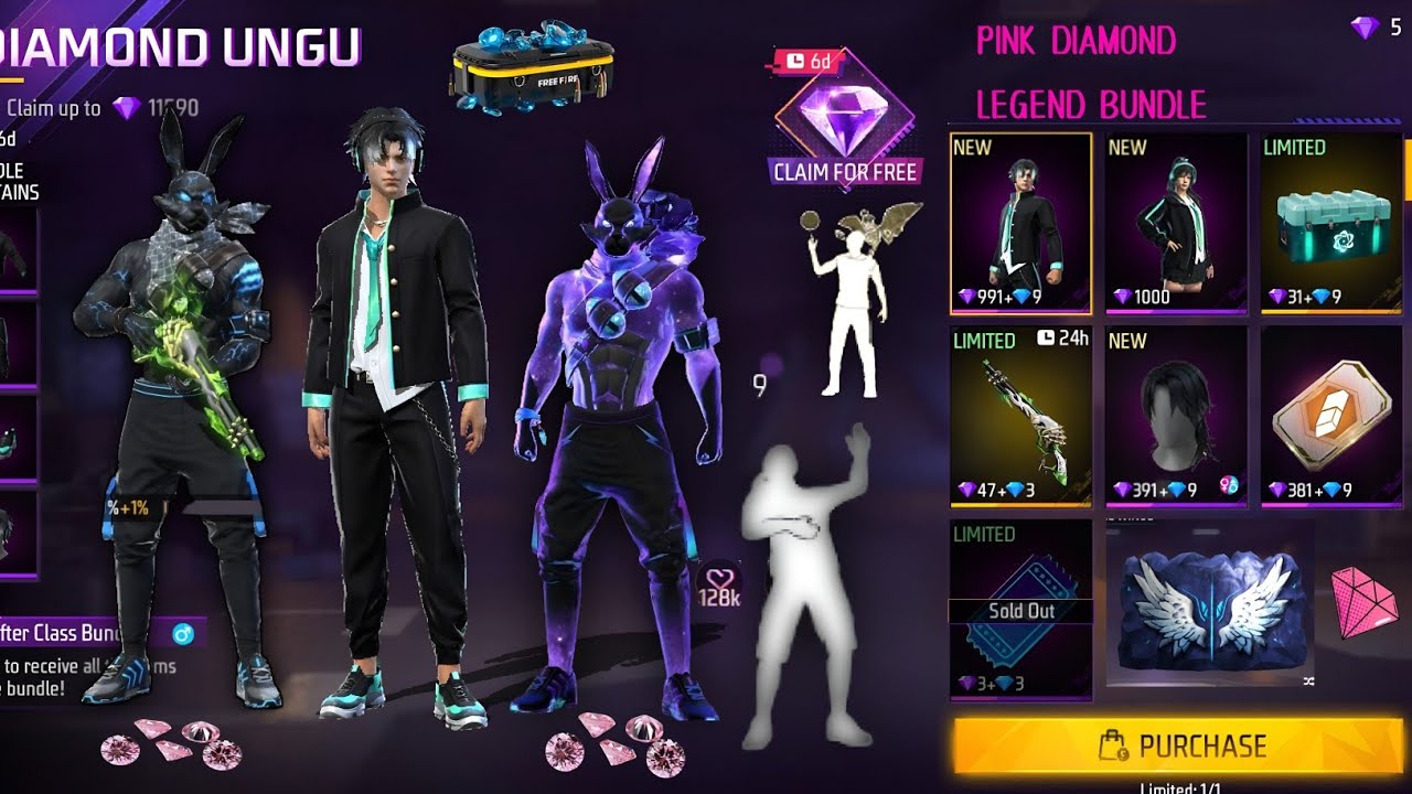 Free Fire 🔥Indonesia Servers Pink Diamond Store Item Purchase In Galaxy Bunny Bundle Ke Sath Me🔥