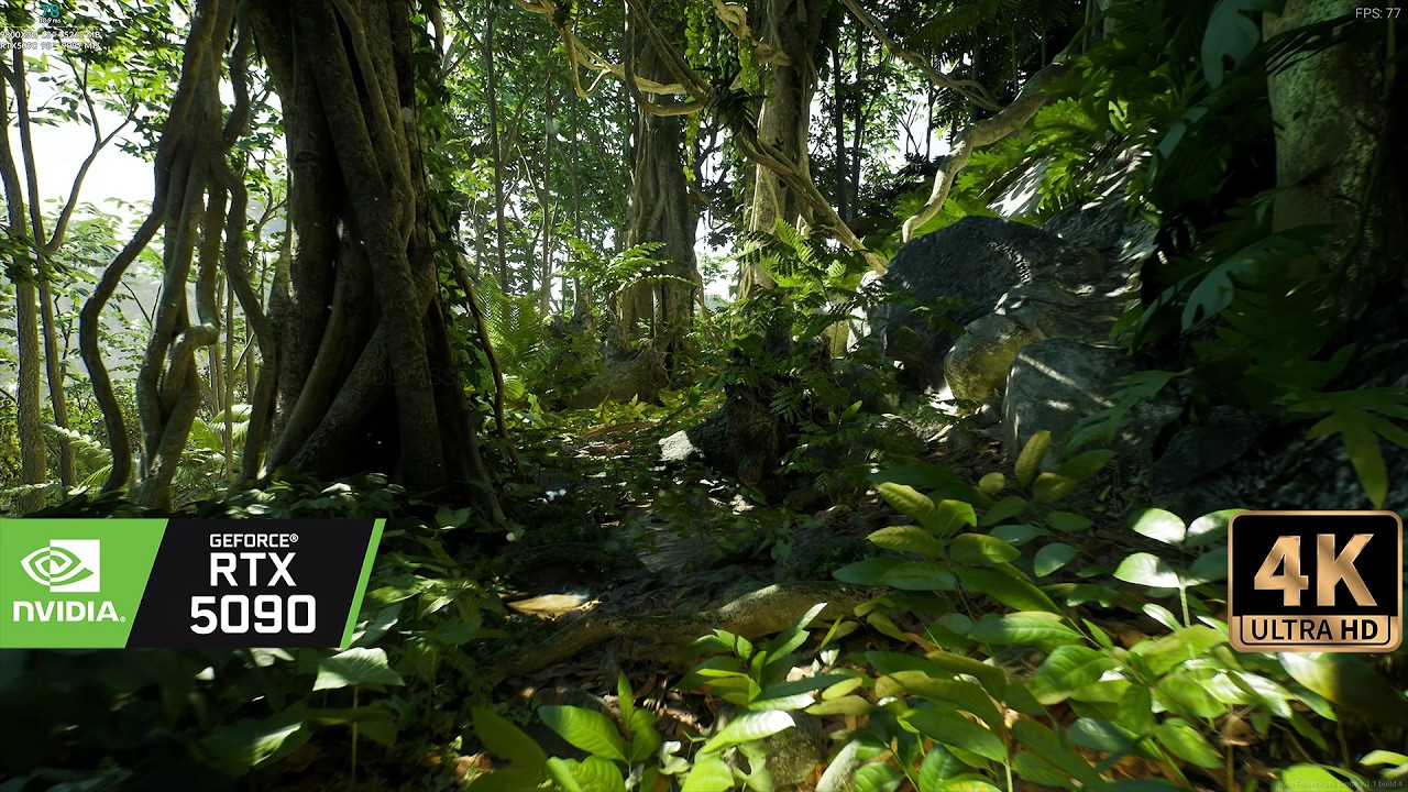 [4K] Next-Gen Nature Graphics – UE5 Jungle Forest Walk on RTX 5090