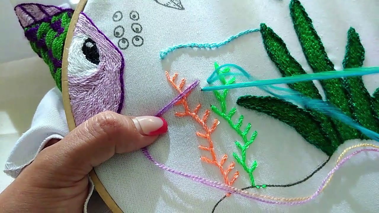 Bordado Fantasía Corales Y Alga Marina/ Corals and seaweed fantasy embroidery craft