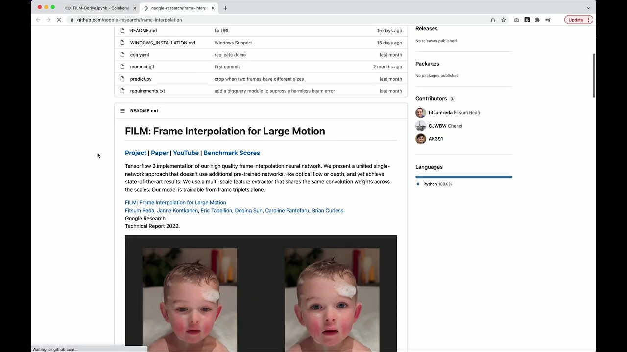 Slow Down Videos with Machine Learning (FILM on Colab)