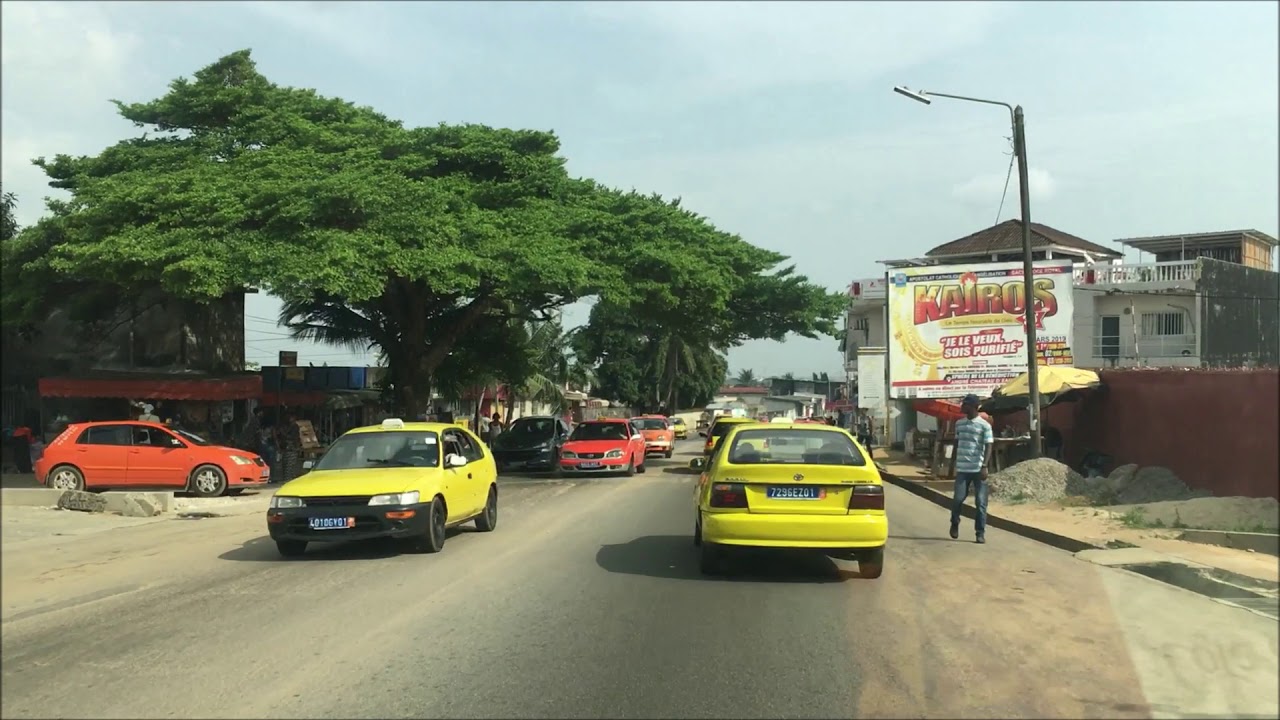 Driving in Abidjan Cote D'ivoire:  Cocody Angré, 7e 8e Tranche, Faya