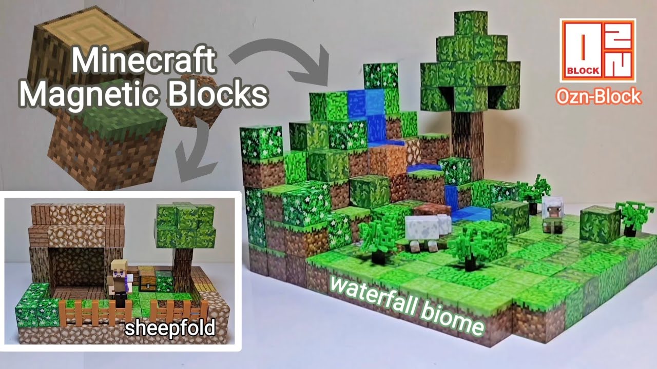 Membuat kandang dan menangkap domba di dekat air terjun - Minecraft 