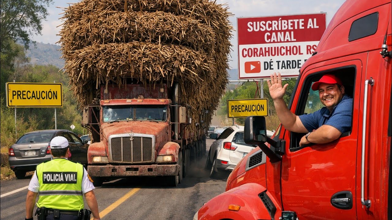 CAÑERO CON EXCESO DE CARGA Y POLICÍA VIAL NO LE LLAMA LA ATENCIÓN 