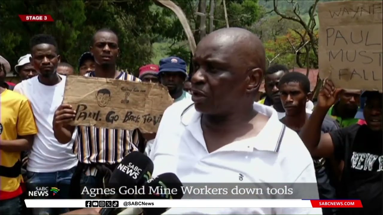 Workers down tools at Agnes Gold Mine in Mpumalanga