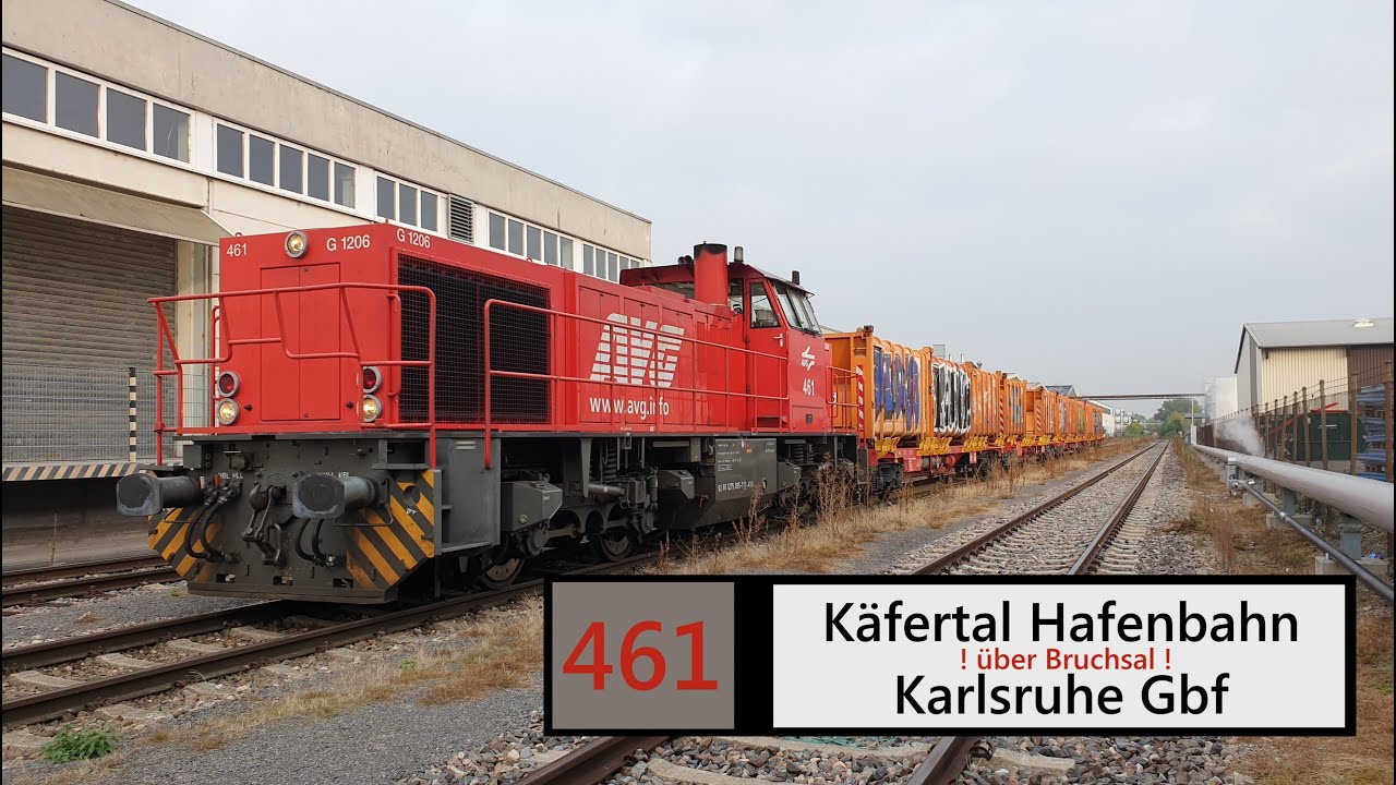 AVG Führerstandsmitfahrt Käfertal Hafenbahn - Karlsruhe Gbf