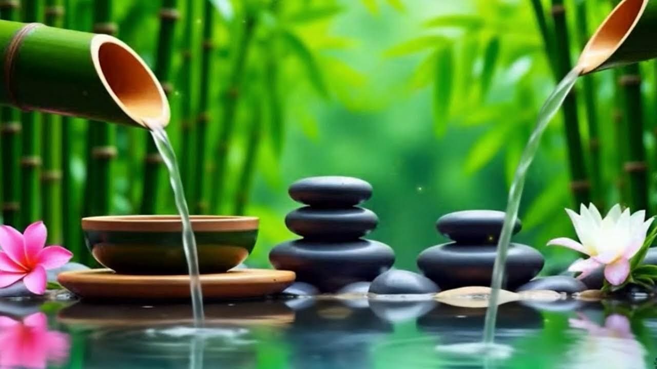 Relaxation Piano and Bamboo Water Sounds 🌿 Deep Sleep, Meditation & Healing Music, Calm Piano Music