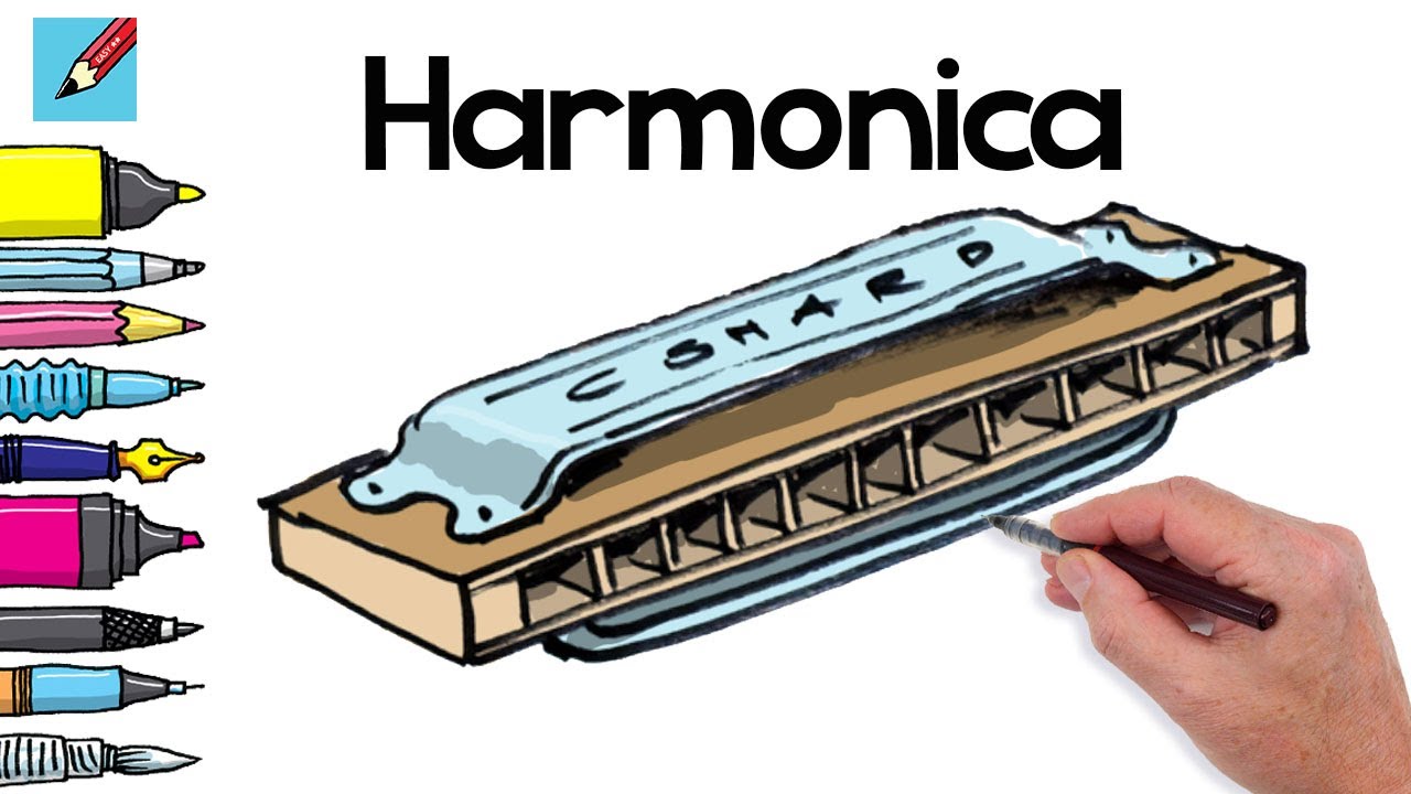 How to Draw a Harmonica Real Easy