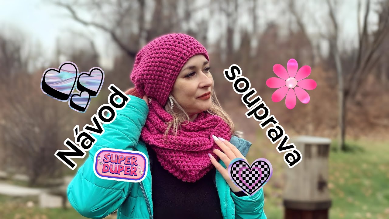 Háčkovaná zimní souprava Návod/Easy crochet beanie and scarf TUTORIAL