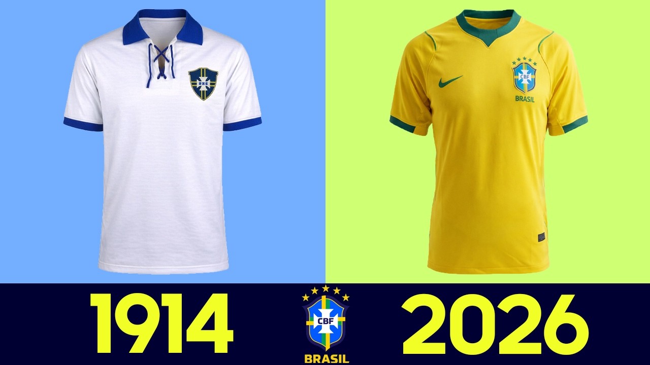 ⚽ История (Эволюция) Формы сборной Бразилии по Футболу 2026 | Все Футболки сборной Бразилии ⚽