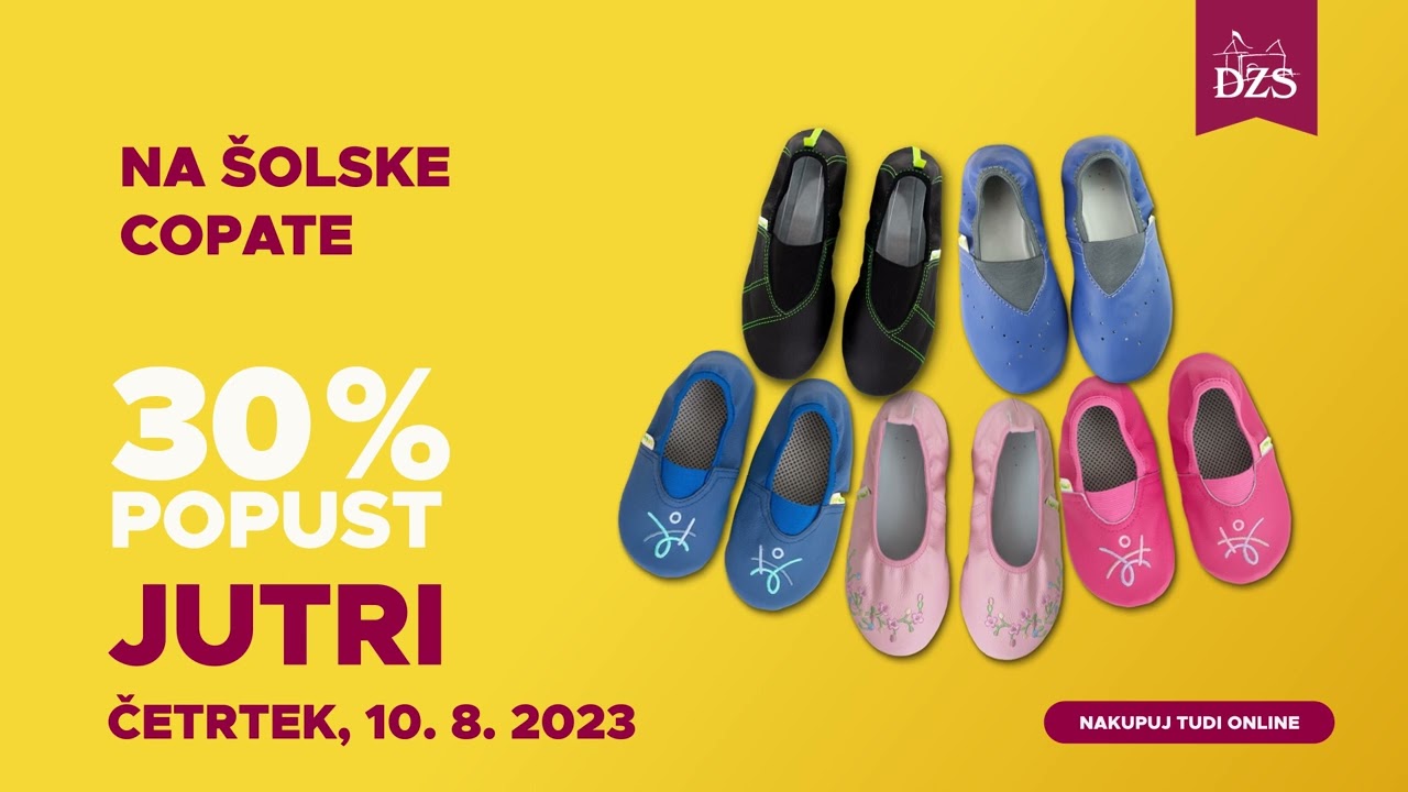 30% popust na &scaron;olske copate [Dnevi popustov v Avgustu v DZS]