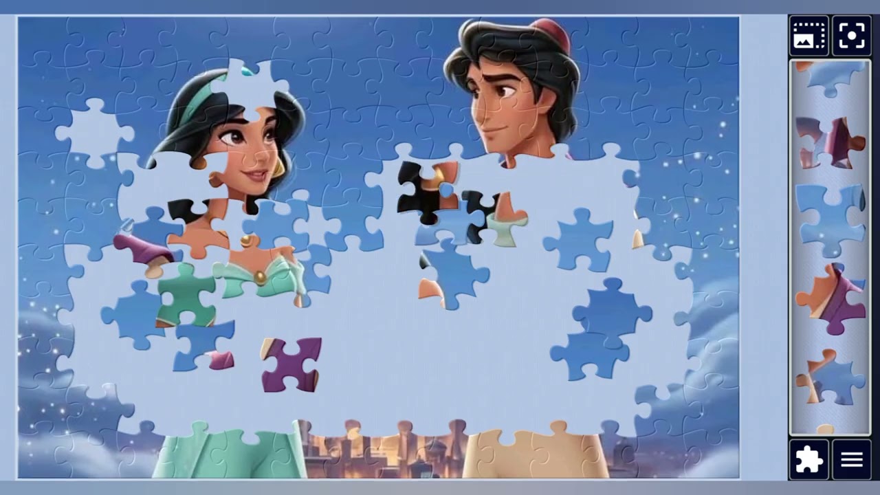 Jasmine & Aladdin:A Nighttime palace Gaze👑👑👒🏙🌈✨️🪄//jigsaw puzzles🧩//jigsaw puzzles journey🧩🧩//