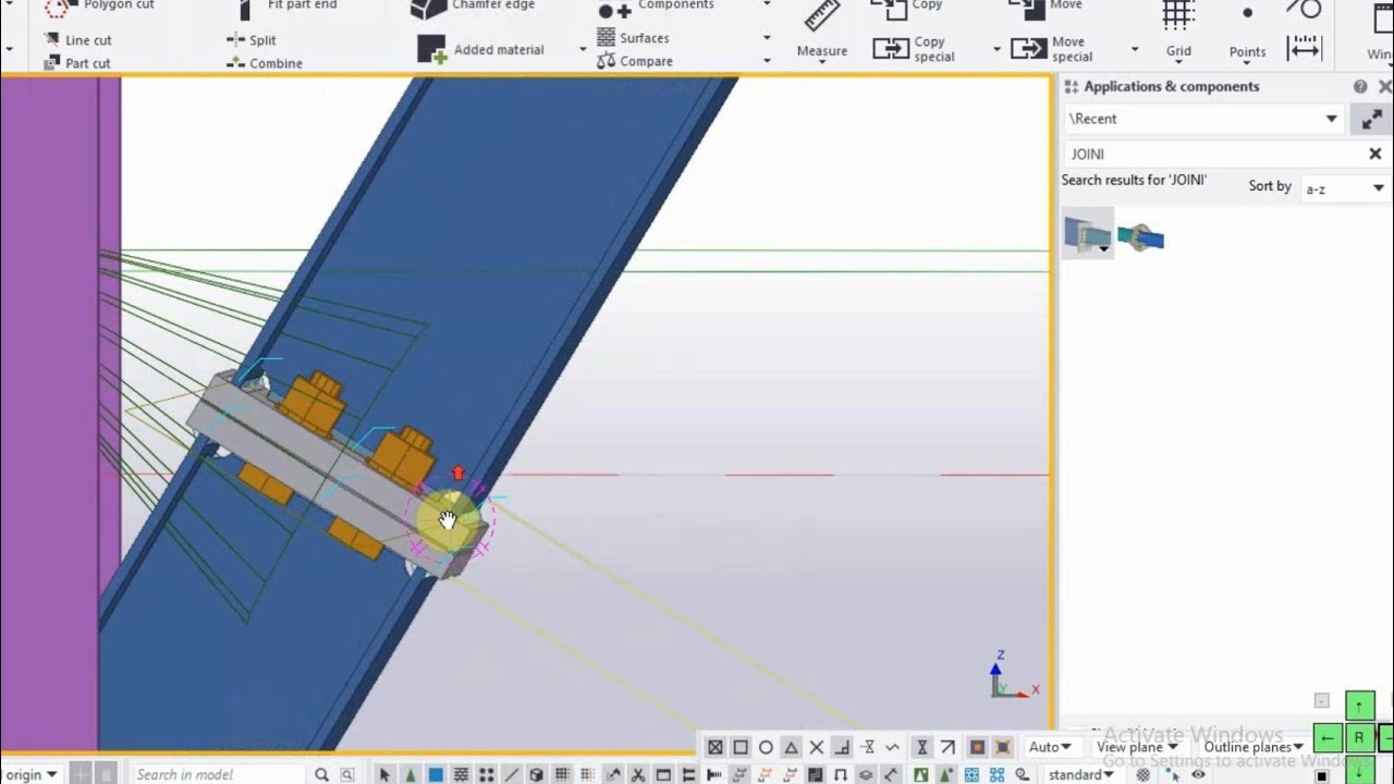 Joining Plates Connection in Tekla Structures | Column, Beam and Vertical Brace Placing in Tekla